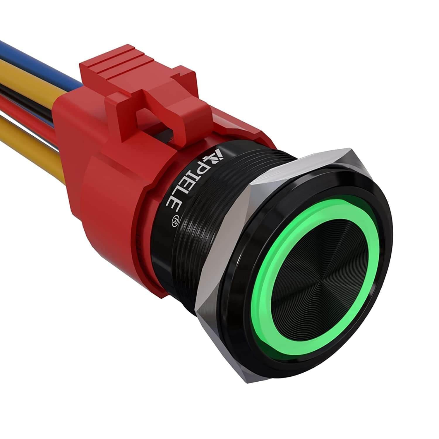 22mm aluminum alloy push button switch green led