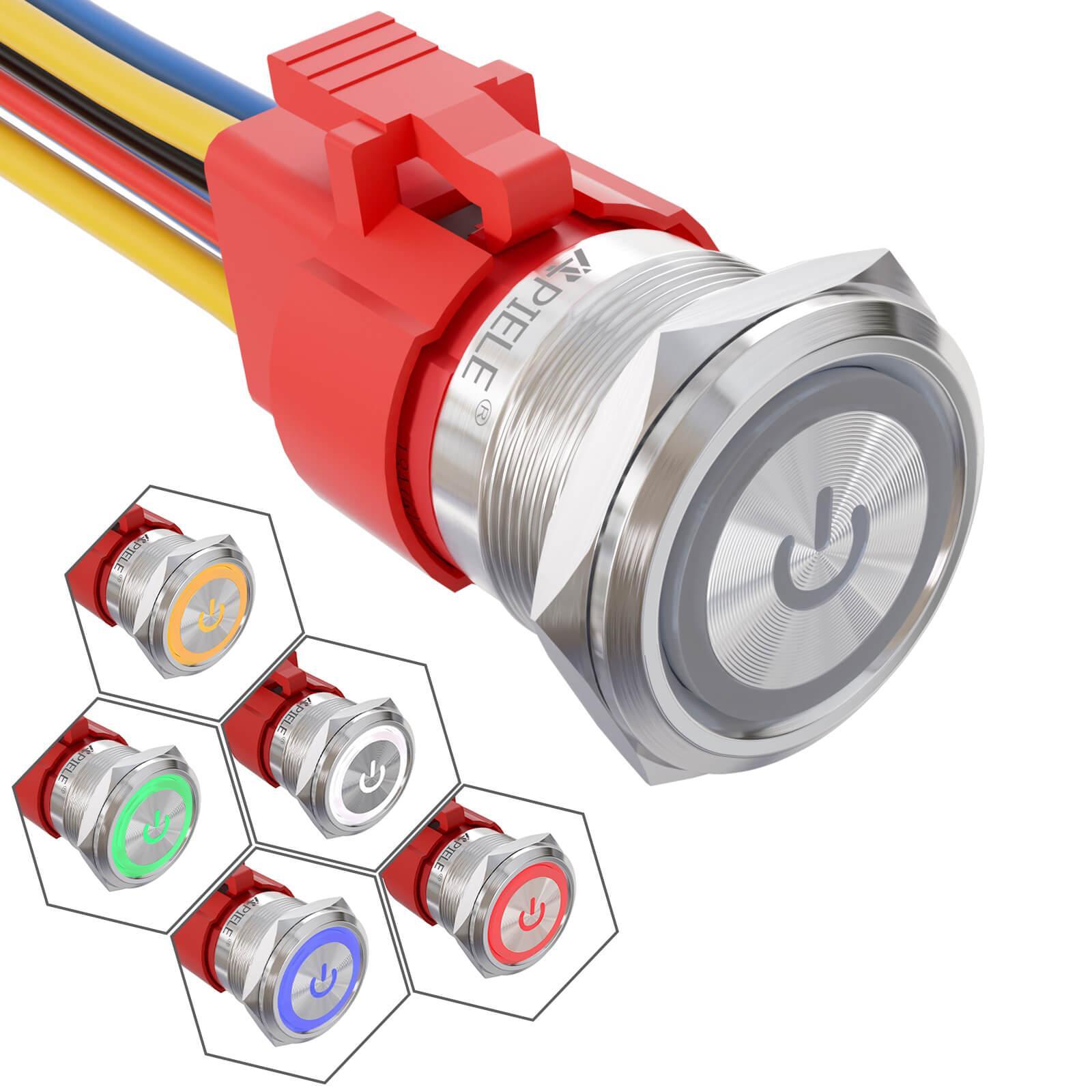 25mm Stainless steel latching power logo push button switch