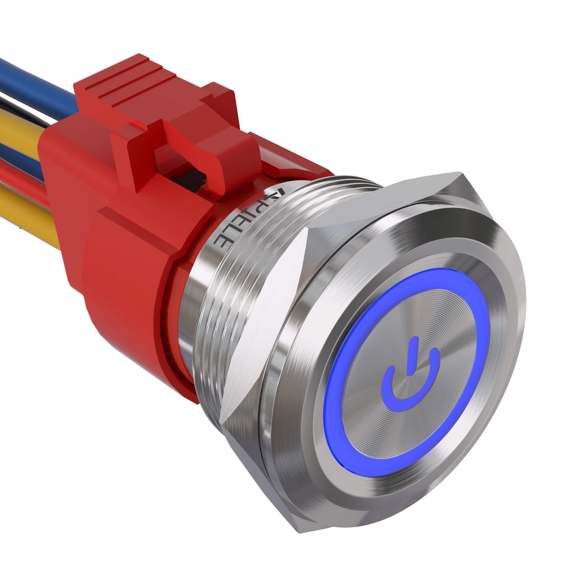25mm power logo push button switch Stainless steel blue led