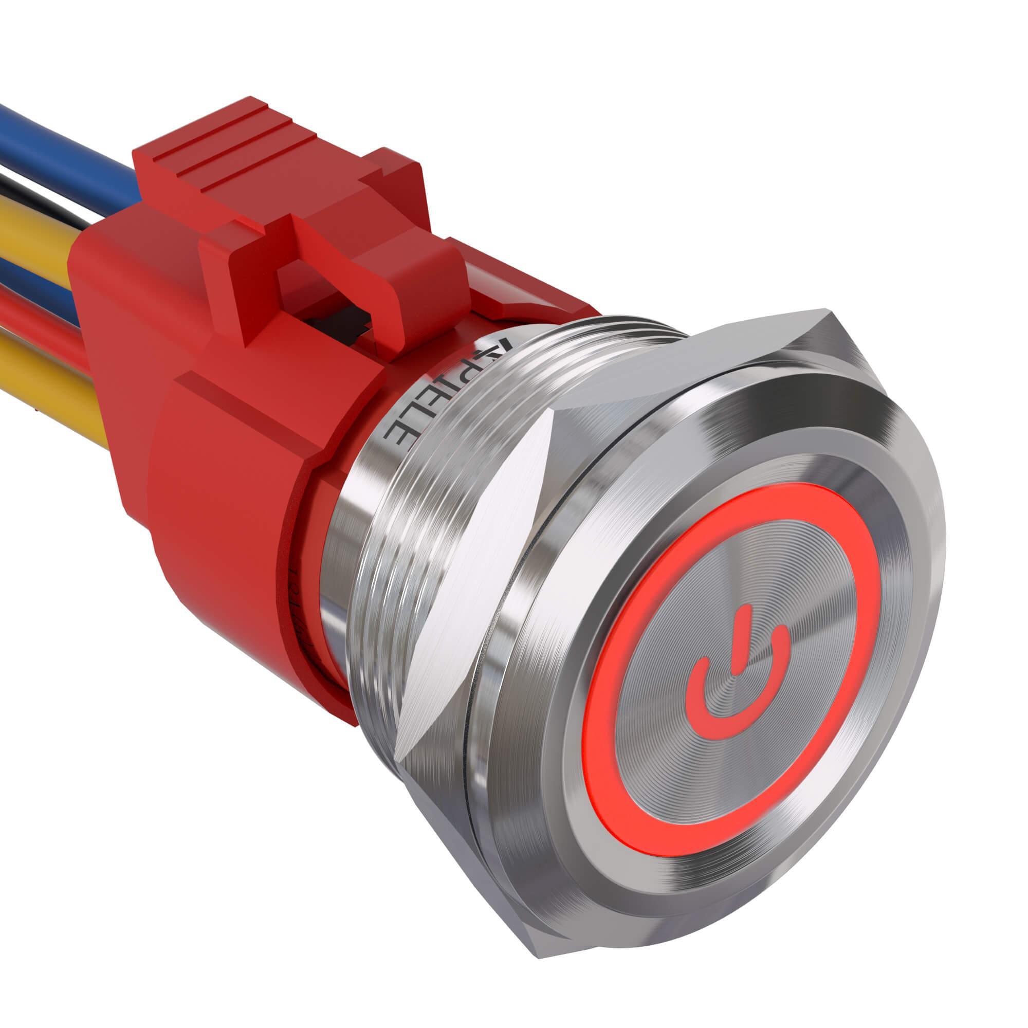 25mm power logo push button switch Stainless steel red led