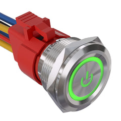 25mm power logo push button switch Stainless steel green led