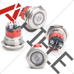 Multi angle diagram of button switch power logo