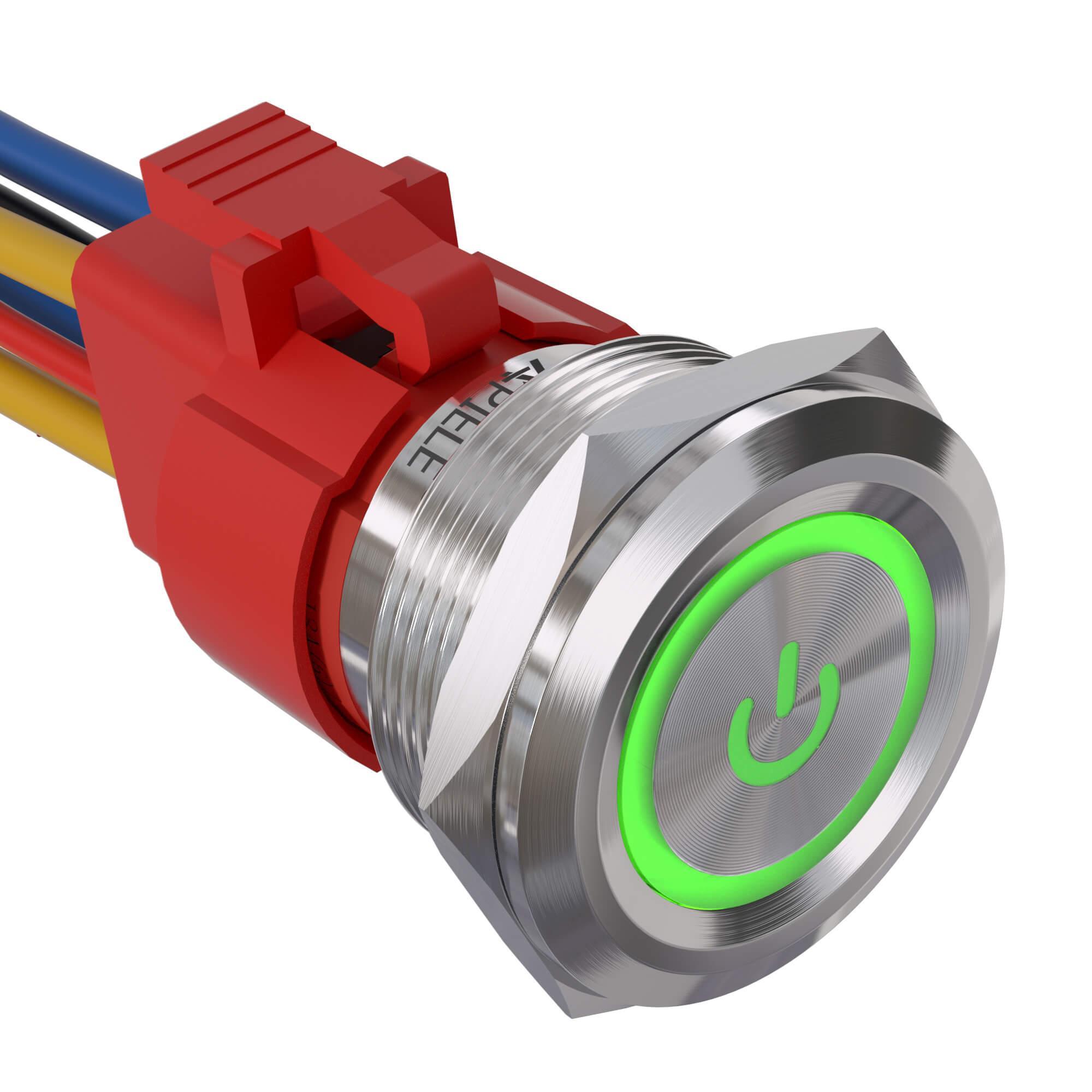 25mm power logo push button switch Stainless steel green led