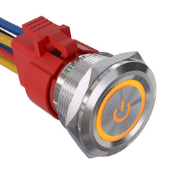 25mm power logo push button switch Stainless steel yellow led
