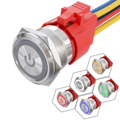 25mm Stainless steel momentary power logo push button switch
