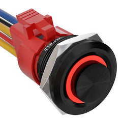 10 Amp 25mm Momentary Push Button Switch Angel Eye LED Waterproof Stainless Steel Round Self-Reset 1'' 1NO 1NC - Red/Aluminum alloy-High Head
