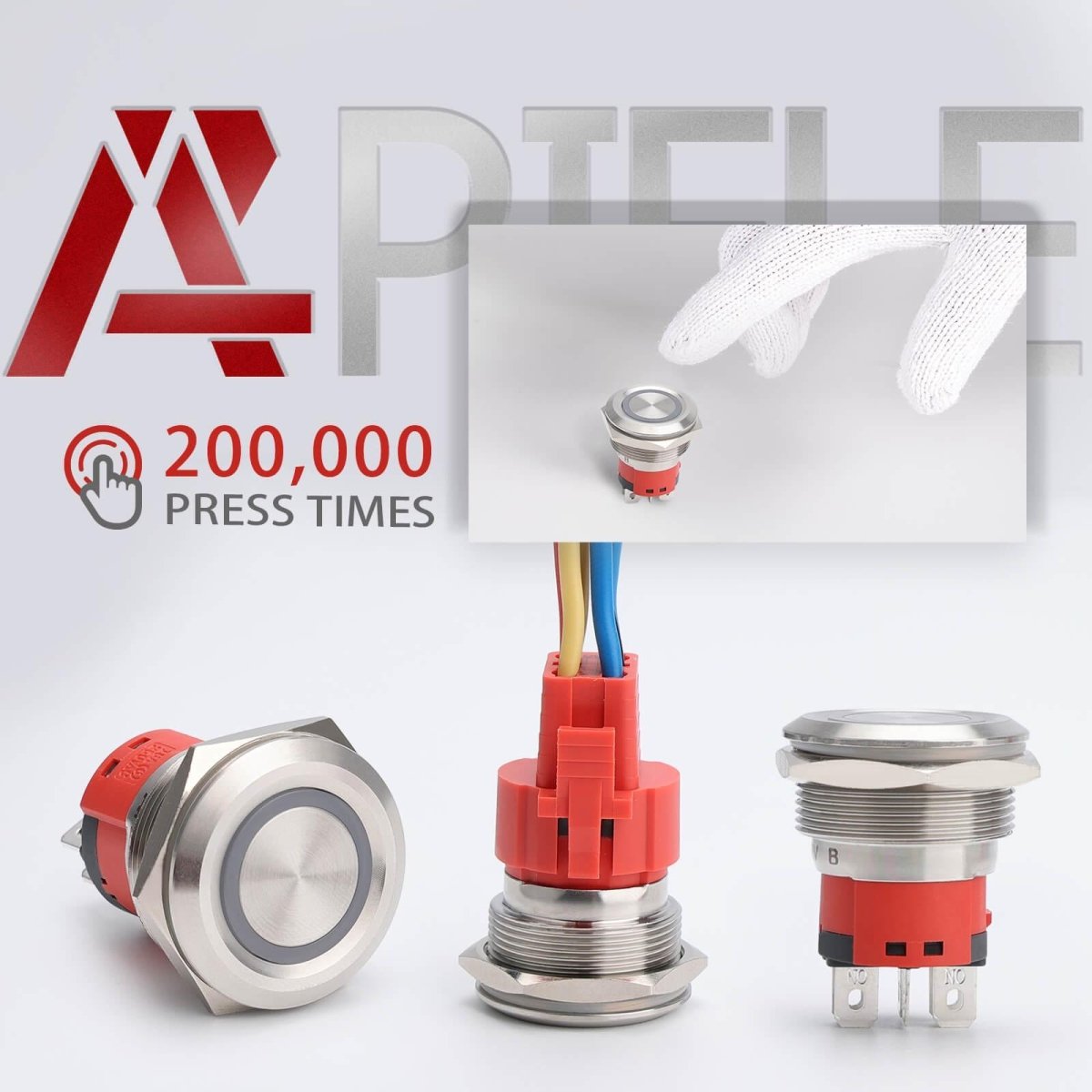 10 Amp 25mm Momentary Push Button Switch Angel Eye LED Waterproof Stainless Steel Round Self-Reset 1'' 1NO 1NC - Blue/Stainless steel-Flat Head