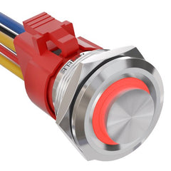 10 Amp 25mm Momentary Push Button Switch Angel Eye LED Waterproof Stainless Steel Round Self-Reset 1'' 1NO 1NC - Red/Stainless steel-High Head