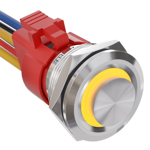 10 Amp 25mm Momentary Push Button Switch Angel Eye LED Waterproof Stainless Steel Round Self-Reset 1'' 1NO 1NC - Yellow/Stainless steel-High Head