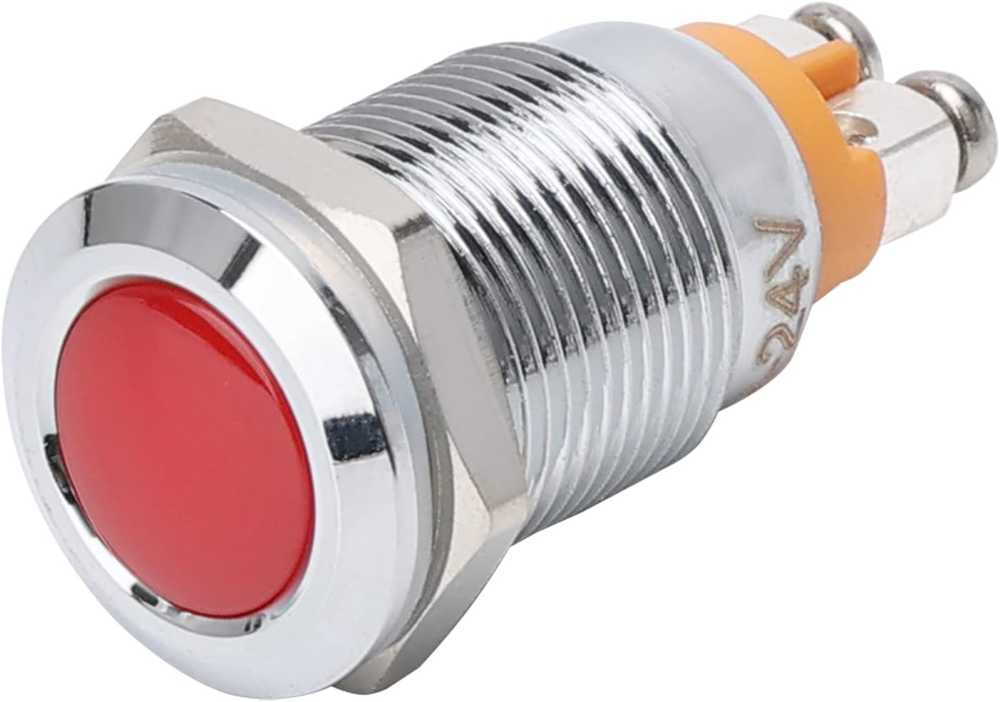 12mm Indicator Light 1/2" Waterproof IP67 Metal Signal Lamp 12V AC/DC LED Pilot Dash Lamp Concave Head for Car Truck Boat (Multi-colored, 12mm) - Red-