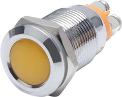 12mm Indicator Light 1/2" Waterproof IP67 Metal Signal Lamp 12V AC/DC LED Pilot Dash Lamp Concave Head for Car Truck Boat (Multi-colored, 12mm) - Yellow-