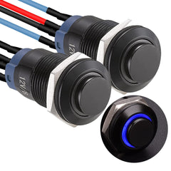 12mm Latching/Momentary Push Button Switch Pre-Wired 150mm High Head Aluminum Alloy Led(Pcs of 2) Customizable - Blue-Latching