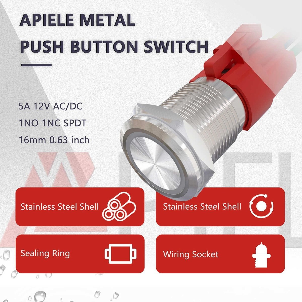 16mm Latching Push Button Switch On Off LED – APIELE
