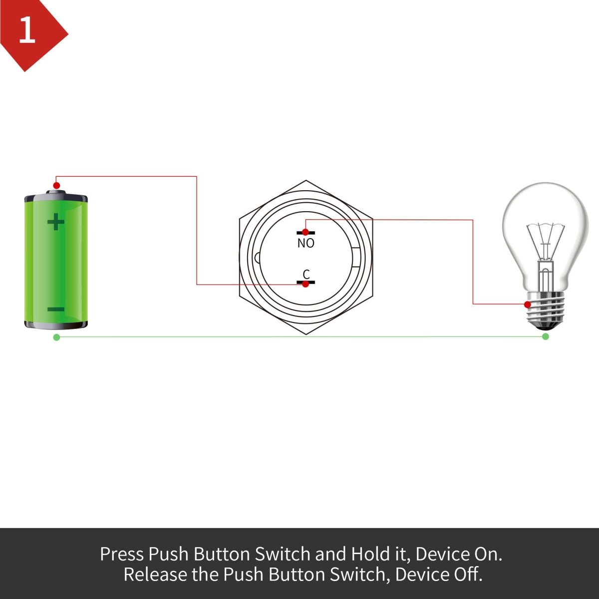 16mm Momentary Push Button Switch High Round Cap Waterproof High Flush Screw Terminals 1NO SPST - Yellow-