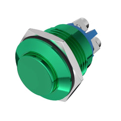 16mm Momentary Push Button Switch High Round Cap Waterproof High Flush Screw Terminals 1NO SPST - Green-