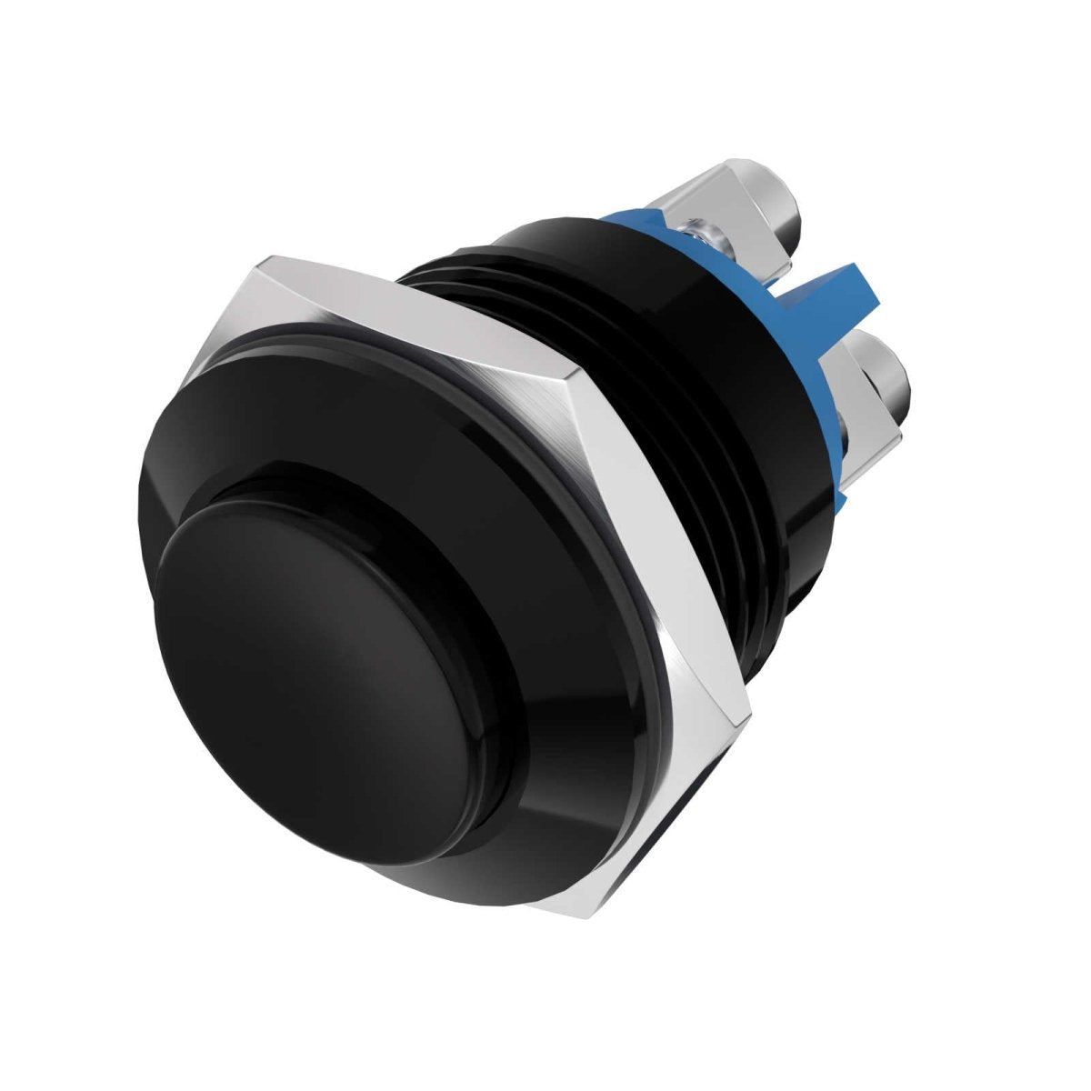 16mm Momentary Push Button Switch High Round Cap Waterproof High Flush Screw Terminals 1NO SPST - Black-