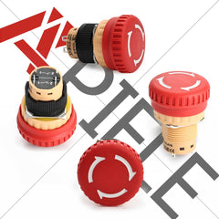 16mm Red Mushroom Emergency Stop Push Button Switch 250V 5 Amp LA16 Series - Type B-