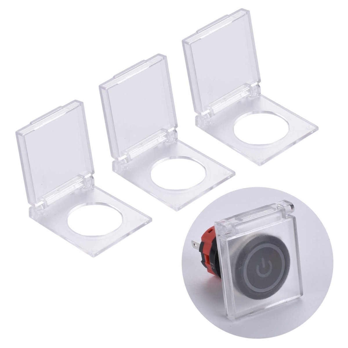 16mm/19mm/22mm Push Button Switch Dustproof Cover Transparent Plastic Protector(3 Pcs) - 19mm-
