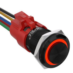 19mm Latching Push Button Switch LED Stainless Steel - Red/Aluminum alloy-High Head