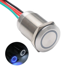 19mm LED Latching Stepless Dimming Touch Switch DC 6V to 24V Blue White LED Suitable - -