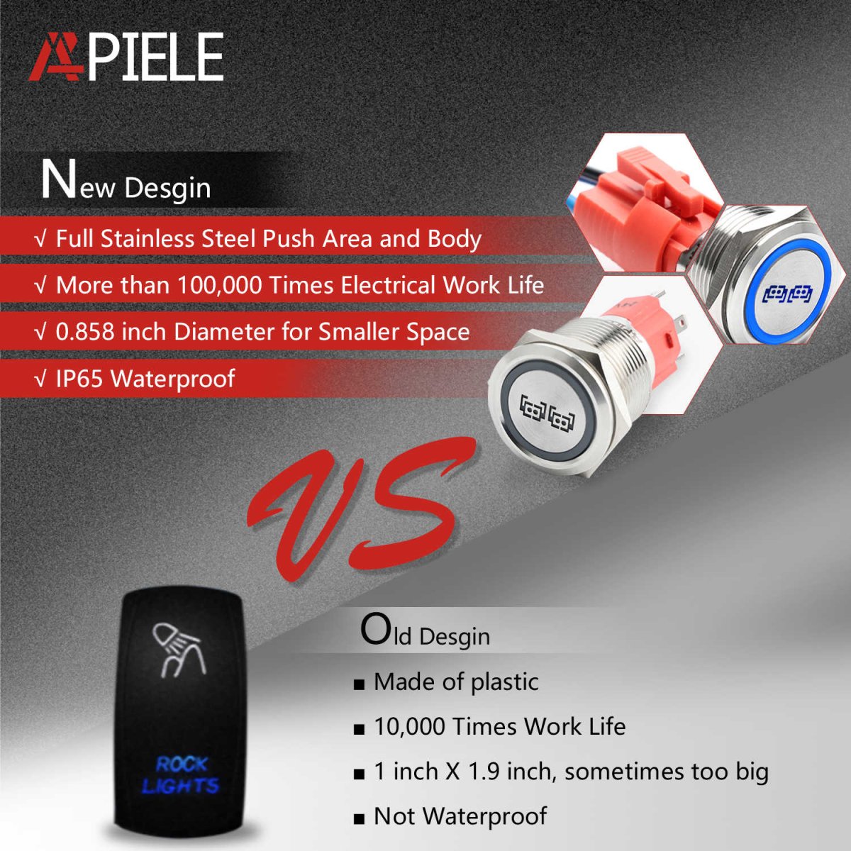 19mm Led LOGO Push Button Switch (To purchase customized products, please contact the official email info@apiele.com) - REAR LIGHT-