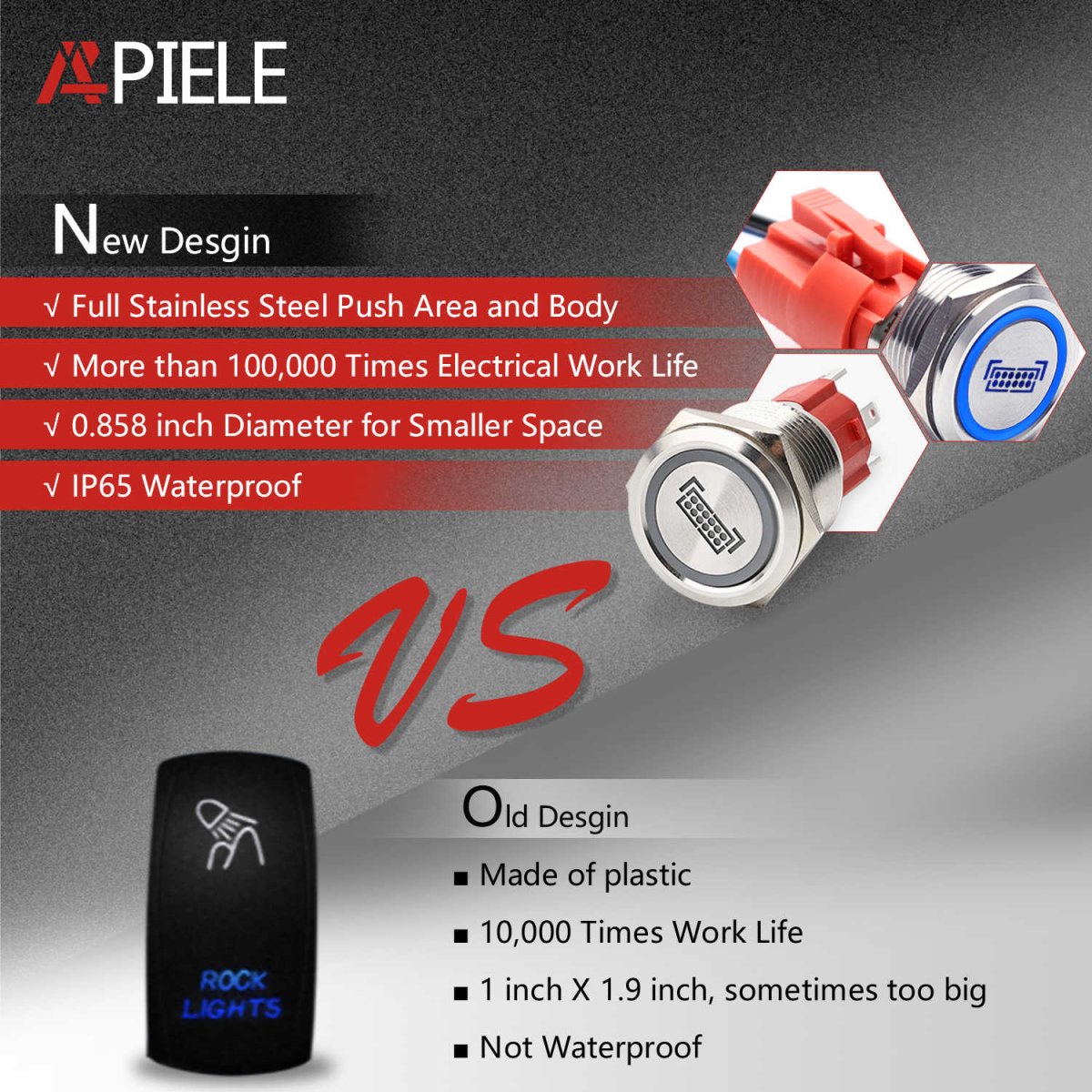 19mm Led LOGO Push Button Switch (To purchase customized products, please contact the official email info@apiele.com) - LED LIGHT BAR-