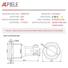19mm Led LOGO Push Button Switch (To purchase customized products, please contact the official email info@apiele.com) - LED LIGHT BAR-