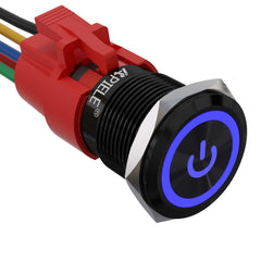 19mm aluminum alloy power logo push button switch blue led