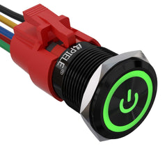 19mm aluminum alloy power logo push button switch green led