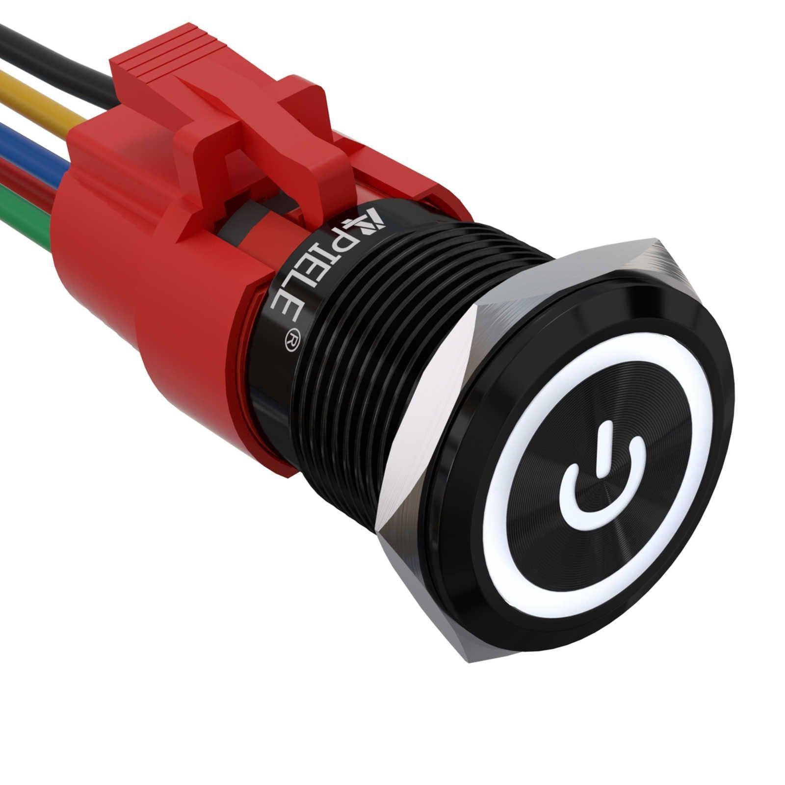 19mm aluminum alloy power logo push button switch white led