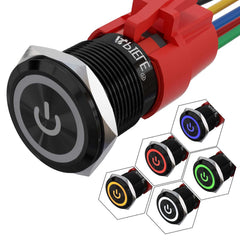 19mm Aluminu alloy momentary power logo push button switch