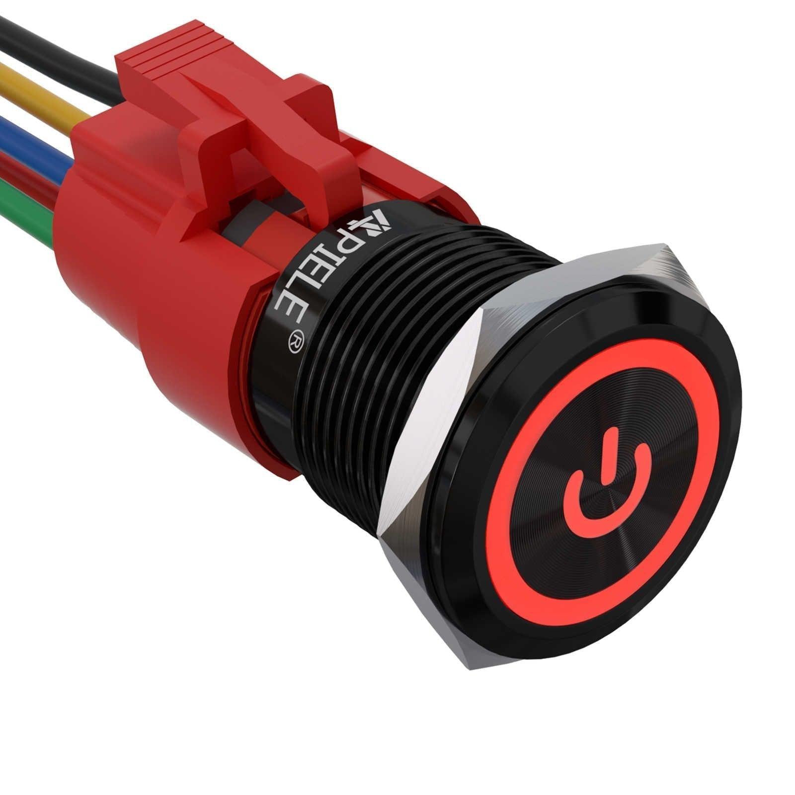 19mm aluminum alloy power logo push button switch red led