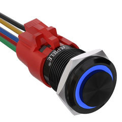 19mm Momentary Push Button Switch with LED and Wire Socket Plug Self-Reset - Blue/Aluminum alloy-High Head