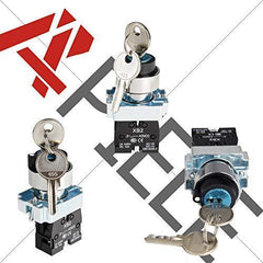 22mm 2/3 Position Key Switch Latching/Momentary 1NO/2NO XB2-10Y/21 XB2-10Y/22 XB2-20Y/31 XB2-20Y/33 - Latching-