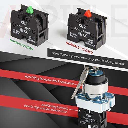 22mm 2/3 Position Key Switch Latching/Momentary 1NO/2NO XB2-10Y/21 XB2-10Y/22 XB2-20Y/31 XB2-20Y/33 - Latching-