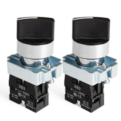 22mm 2/3 Position Selector Switch Latching/Momentary 1NO/2NO (Pack of 2) - Latching-