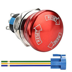 22mm Metal Emergency Stop Push Button Swicth Latching 12V-250V Waterproof Stianless Steel 7/8 Mouting Hole - IP40-