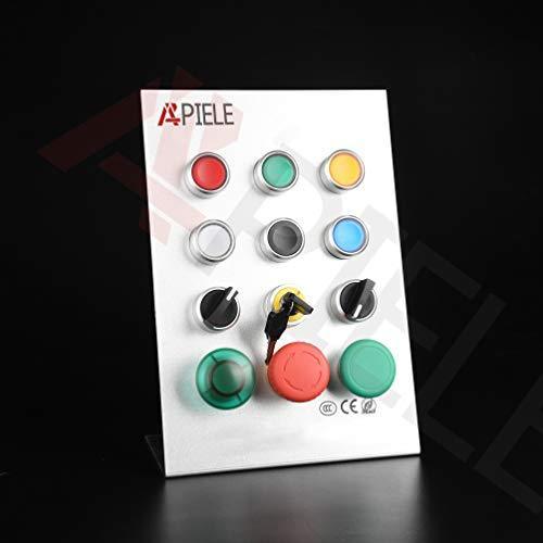 22mm Momentary Push Button Switch Plastic Body Metal Head with Led 110-120V AC/DC (Green Red) - APIELE