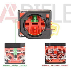 22mm Momentary Push Button Switch Plastic Body Metal Head with Led 110-120V AC/DC (Green Red) - APIELE