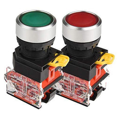 2Pcs 22mm Plastic Momentary Push Button Switch 10A 440V 1NO1NC DPST (RED Green) - APIELE