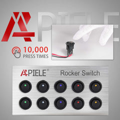 3 Pins 2 Position Rocker Toggle Switch 10Pcs 20cm Pre-Wired DC 12V 20A ON-Off with Dot Light SPST KCD2-102N-Wired - 5 Color-