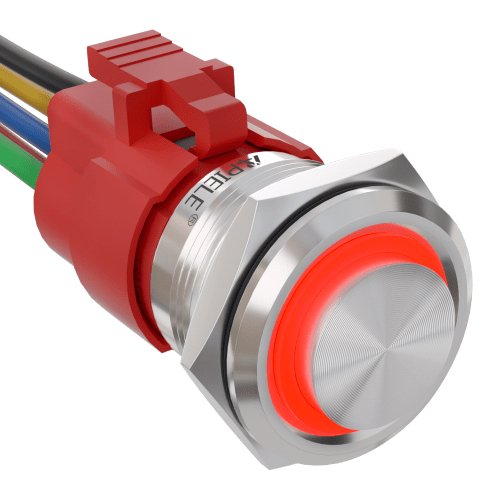 5 Amp 22mm Momentary Push Button Switch Ring Led Car Metal with Socket Plug 1NO1NC SPDT ON/Off - Red/Stainless steel-High Head