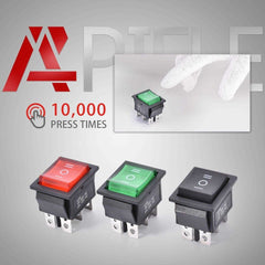 6 Pins 3 Position Momentary Rocker Toggle Switch 3Pcs AC 125V/20A 250V/16A (ON)-Off-(ON) DPDT KCD2-223/N/JT (Red Green Black) - Red-