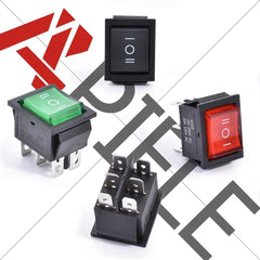 6 Pins 3 Position Momentary Rocker Toggle Switch 3Pcs AC 125V/20A 250V/16A (ON)-Off-(ON) DPDT KCD2-223/N/JT (Red Green Black) - Red-