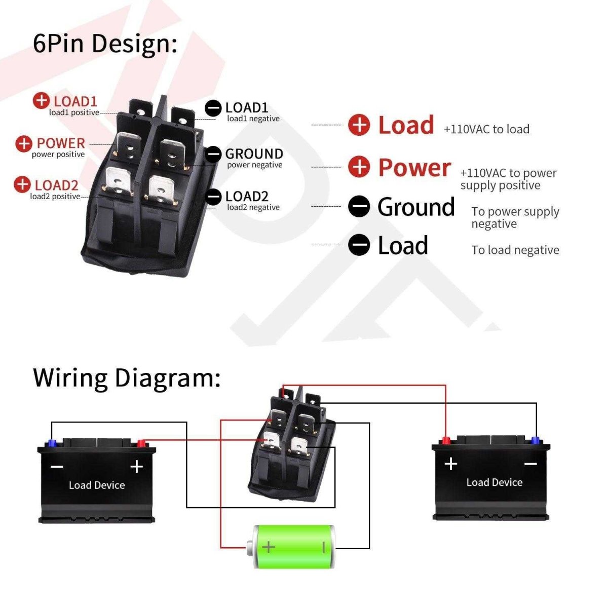 6 Pin Window Button Rocker Switch Wiring 6 Pin