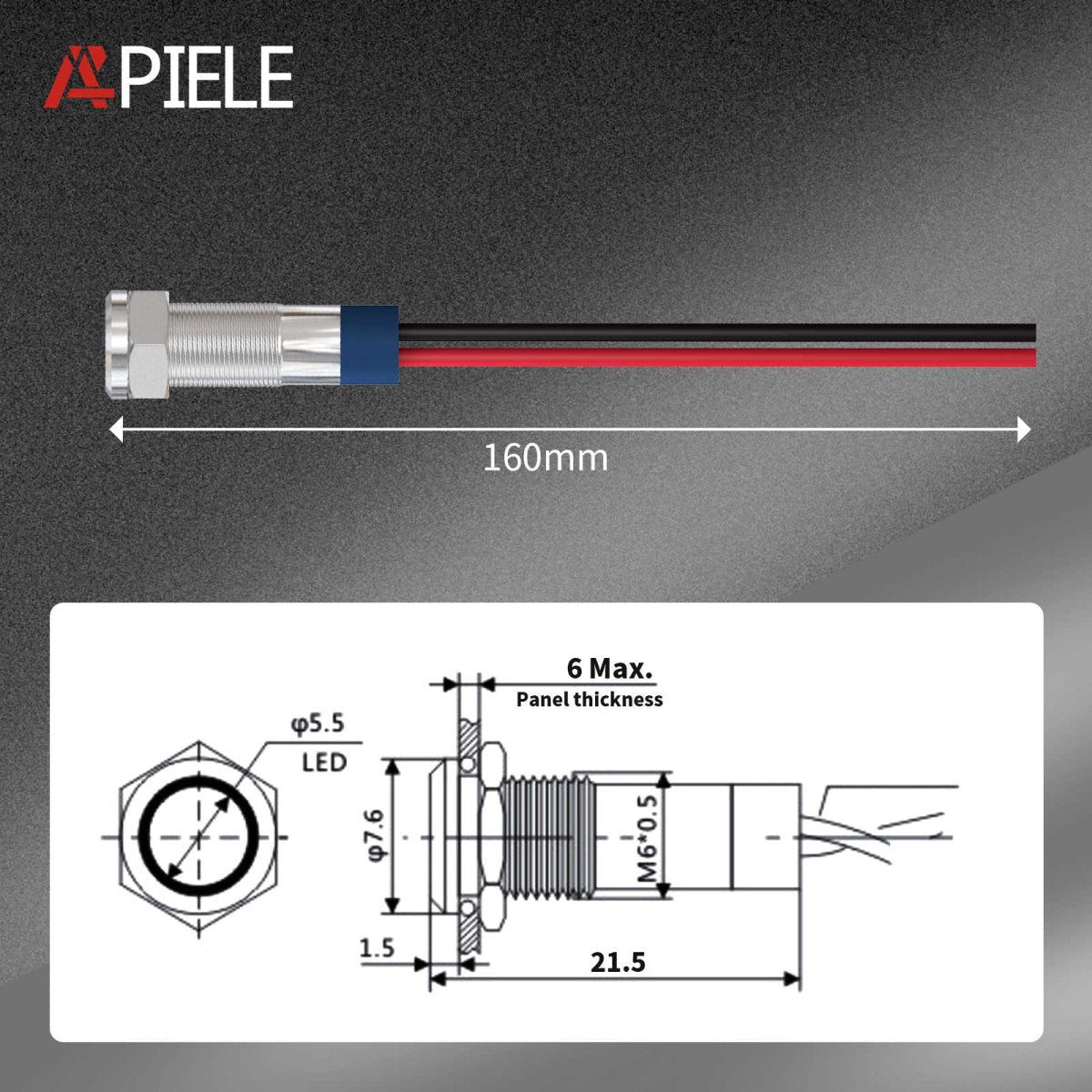 6mm Indicator Light 1/4" Waterproof IP65 Silver Shell Metal Signal Lamp 12V-24V AC/DC LED Pilot Dash Lamp 5 PCS with 150mm Wire for Car Truck Boat - White-3-6V