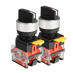 (Pack of 2) 22mm 2 Position Selector Switch 10A 440V Push Button Switch Maintained - APIELE