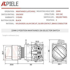 (Pack of 2) 22mm 2 Position Selector Switch 10A 440V Push Button Switch Maintained - APIELE